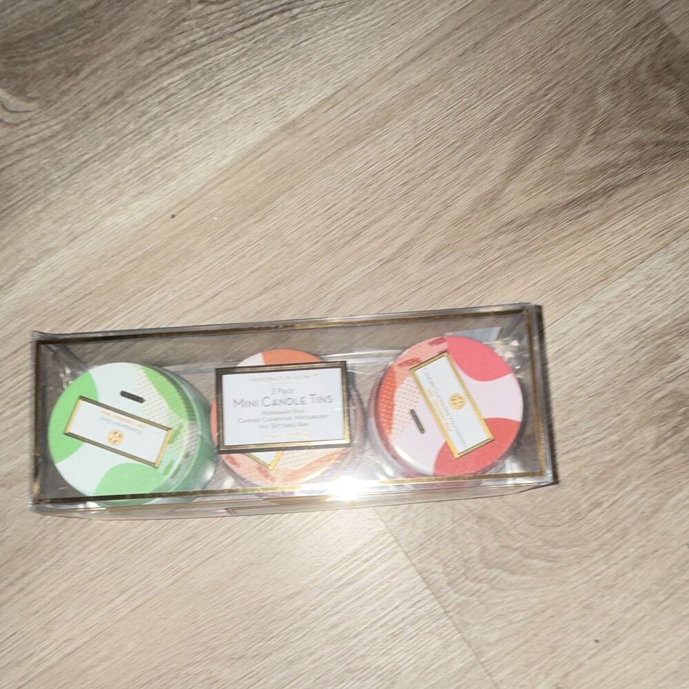 3 Pack Mini Round Tin Scented Candle Set Assorted/Mixed Scents Multicolor